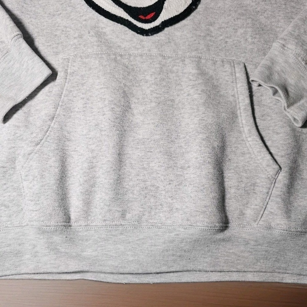 Disney Minnie Mouse Hoodie Womens XL Heather Grey Chenille Patch Pullover Hoodie - Picture 9 of 10